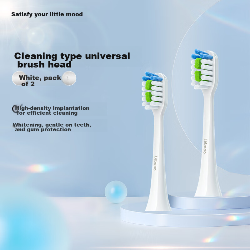 Lebooo Compatible with Youyang/Xingzuan Smart Electric Toothbrush Heads, Original Cleaning Type, White, 2-Pack