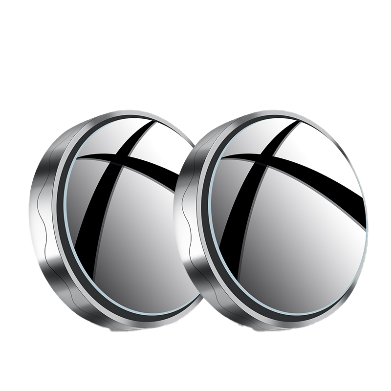 Boergai Rearview Mirror, Small Round Mirror, Reversing Mirror, Auxiliary Mirror, Blind Spot Mirror, Vacuum Suction Cup Type, Silver Color, Pair Installatio