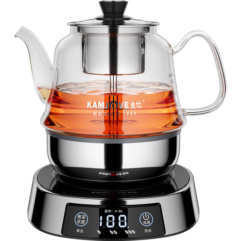 KAMJOVE Hot Press Spray Tea Maker, Teapot for Brewing Tea, Tea Set, 0.8L Glass Health-Preserving Tea Pot, A-96