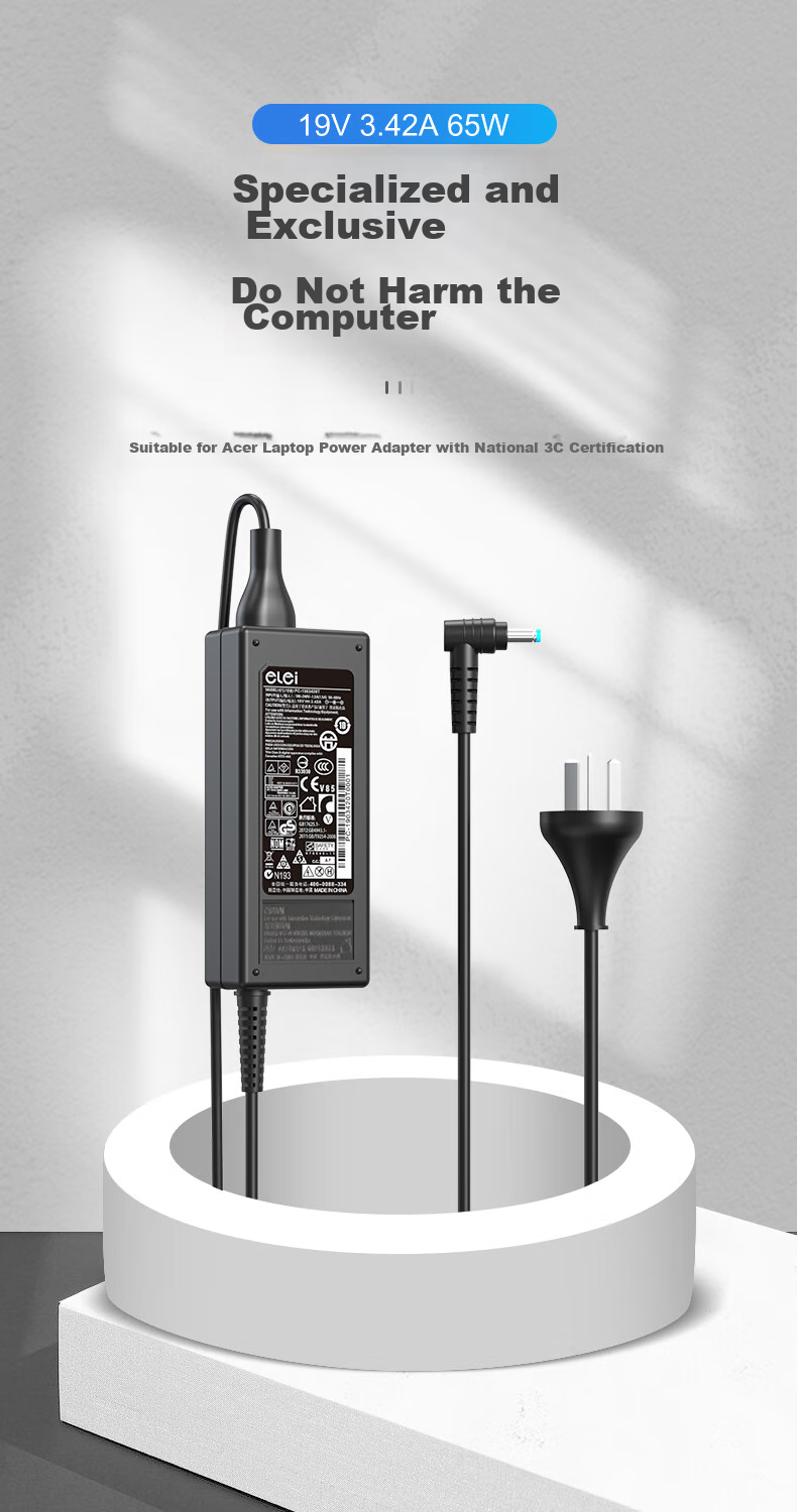 Elei Hengji Laptop E1-471G 472G 570 571 E5-473G Charger Power Adapter Cable Accessory, 19V3.42A 65W S3-391 5517 1