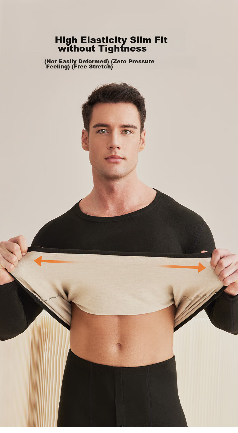LangSha Autumn Underwear Set for Men, Wool And Silk Thermal Underwear, 7A Antibacterial And Anti-Mite Thin Warm Base Layer 10