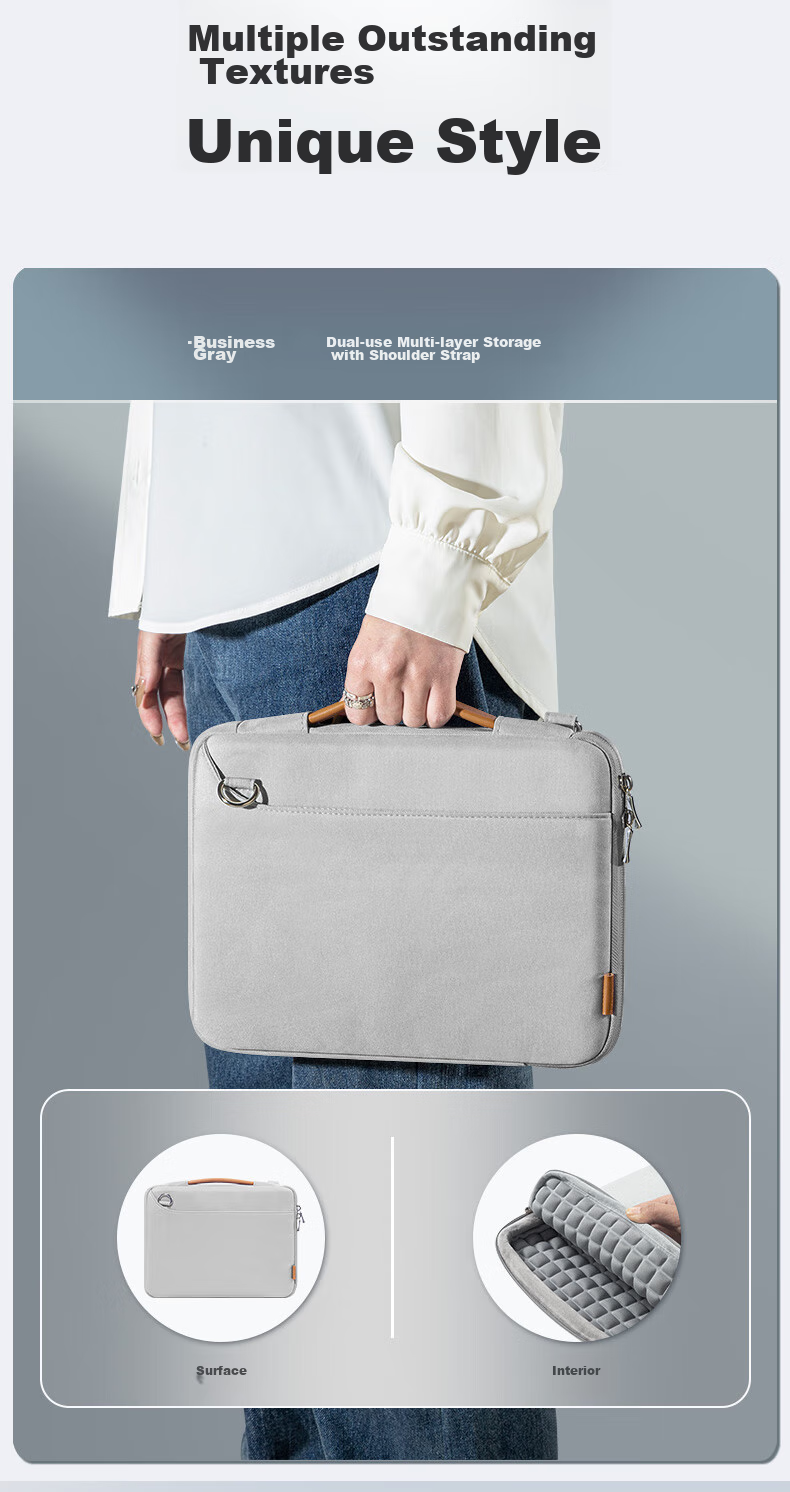 WOMT Laptop Bag for 13/14 Inch Laptops, Compatible with Apple MacBook, Huawei Matebook 14s, Lenovo Xiaoxin, ASUS, Dell, Microsoft, with Handheld Strap And Protective Sleeve 8