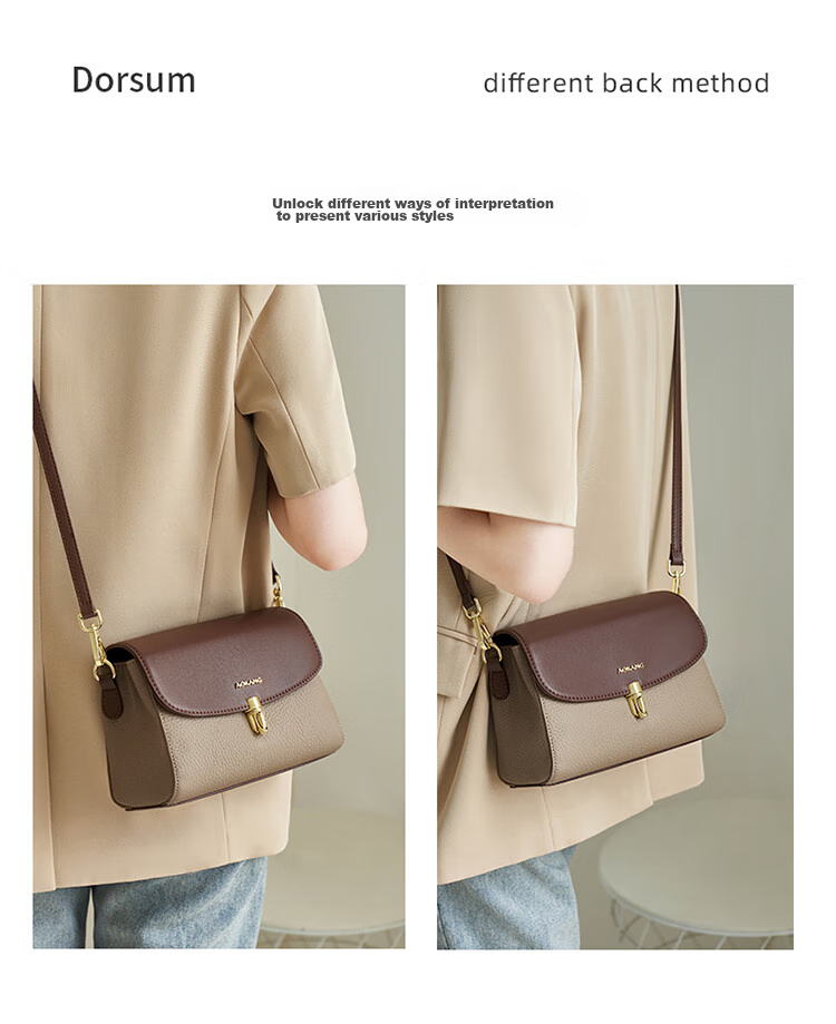 Aokang Women's Handbag, Trendy Cowhide Small Square Bag, Light Luxury Crossbody Shoulder Bag, Birthday 520 Gift for Girlfriend Or Wife 8