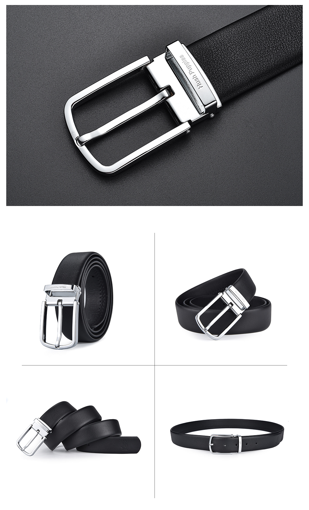 Hush Puppies Pin Buckle Leather Belt, Business Men's Belt Gift Box, Birthday Present for Husband 9