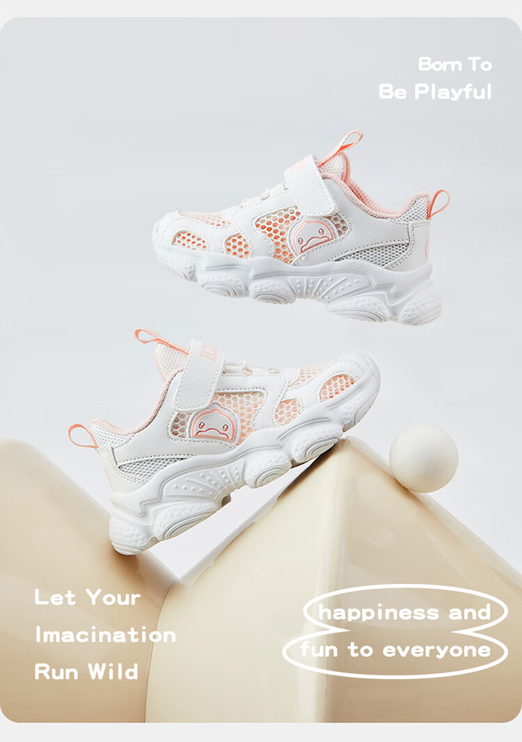 B.Duck Children's Sports Shoes for Boys And Girls, Summer White Sneakers with Single Mesh Breathable Design, Running Shoes 5001 White And Pink Size 33 11