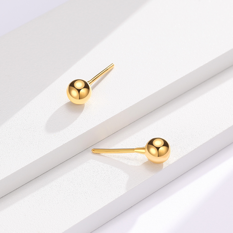 潮宏基圣诞节礼物 chj jewellery 养耳小金珠 单只足金黄金耳钉圆珠女