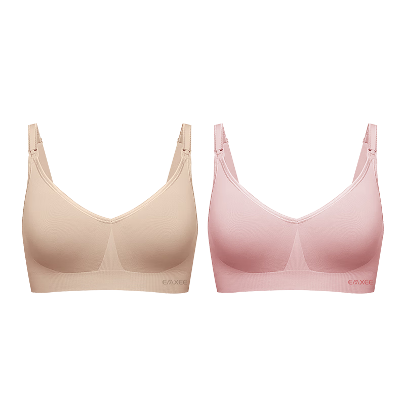 EMXEE Maternity Push-Up Wireless Nursing Bra, Comfortable Seamless One-Piece Bare Feel Anti-Sagging, Size XL