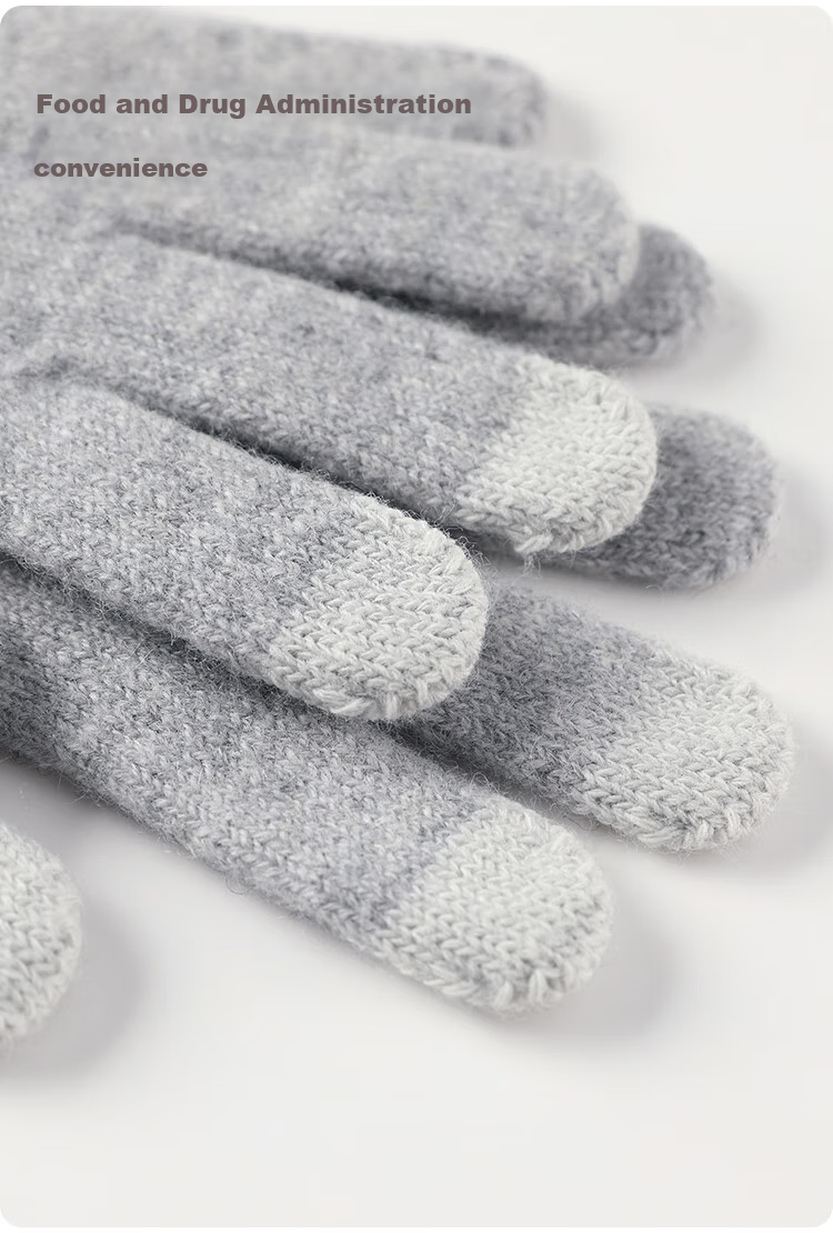 JIUMU Wool Thermal Gloves for Women, Winter Thickened Cold-Proof, Suitable for Cycling And Driving, Touchscreen Compatible Knitted Wool Gloves 4