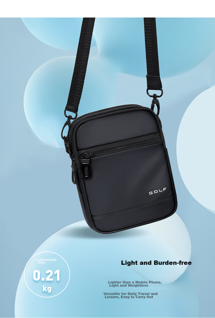 GOLF Shoulder Bag for Men, Casual Large Capacity Crossbody Bag, Multi-Compartment Phone Bag, Water-Resistant Trendy Portable Sports Hanging Bag, Versatile Fashionable Small Backpack 5I796325J Misty Black 6