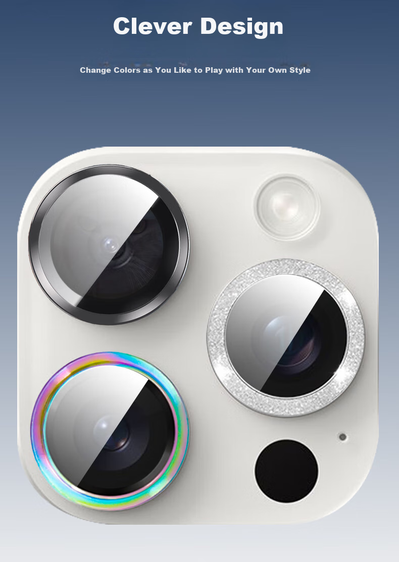 ESCASE Lens Protector for Apple IPhone 16 Pro, IPhone 16 Pro Max Tempered Glass Film, Metal Rear Camera Full Coverage High-Definition Sapphire Wear-Resistant Eagle Eye Colorful 6