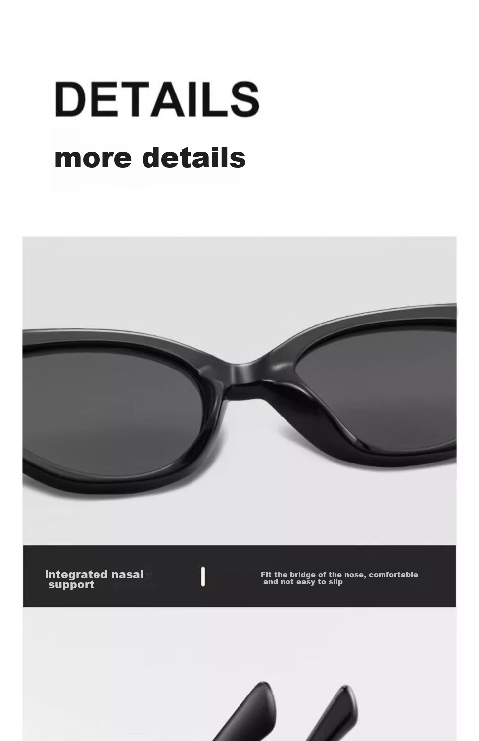 Cuntiandaofu Cat Eye Sunglasses, Vintage Cat Eye Sunglasses for Women, High-End GM Sunglasses, Black Frame with Gray Lenses 10