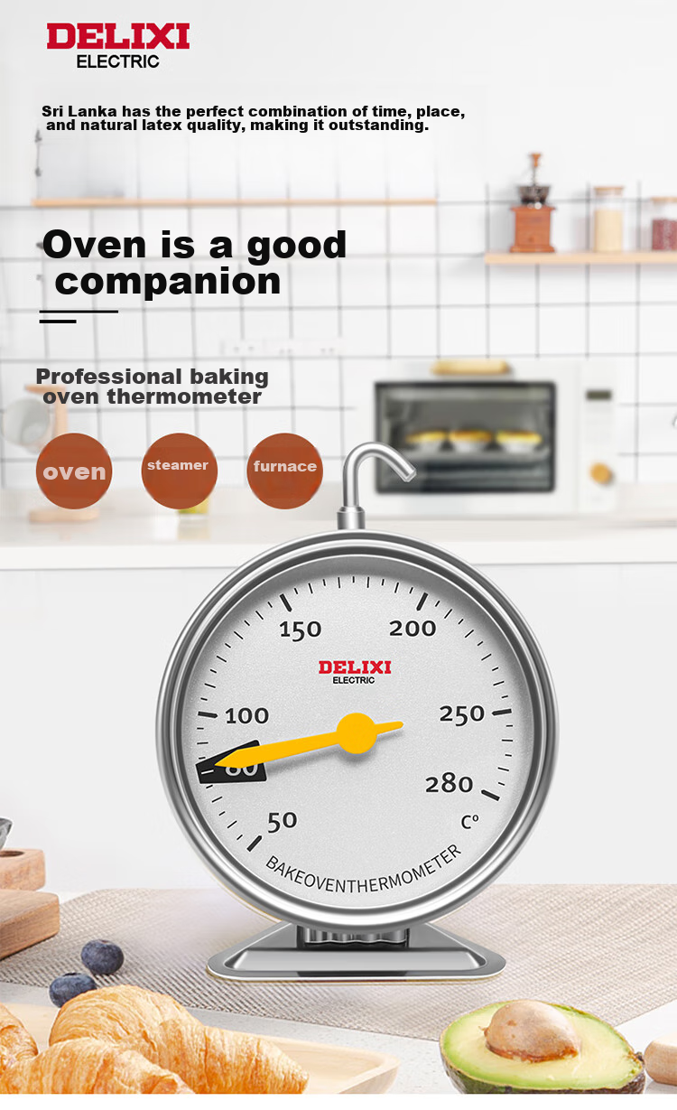 DELIXI ELECTRIC 304 Stainless Steel Oil Thermometer, 20-280°C, for Kitchen Baking And Deep Frying, Quick Temperature Measurement, No Battery Required 1