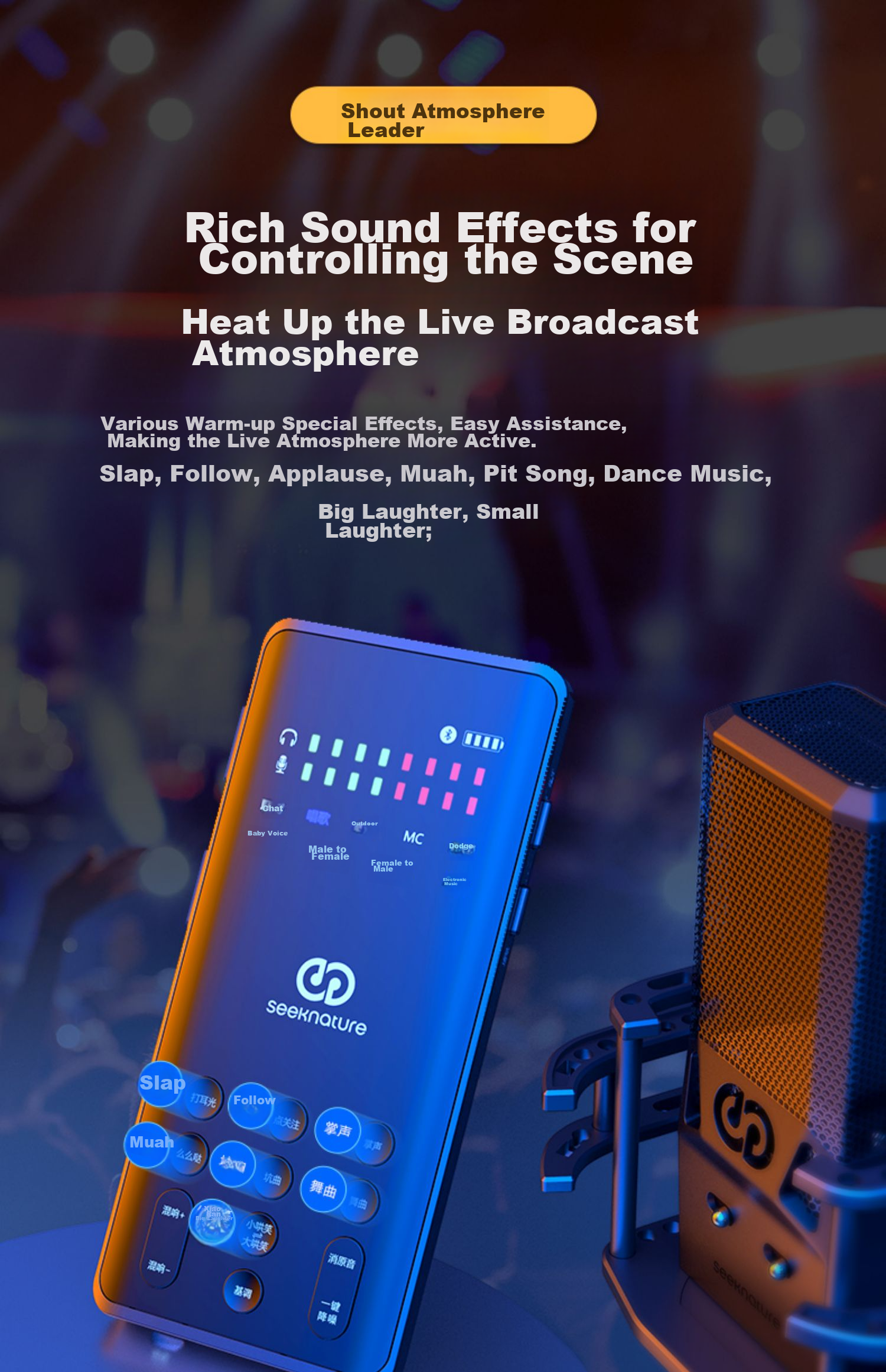 Seeknature ST60 Mixer Sound Card Kit for Mobile Phone Live Streaming, Computer, Douyin, Kuaishou, Universal for Streamers, Singing, Quanmin K Song, Recording, Live Streaming Equipment Complete Set with Condenser Microphone 21