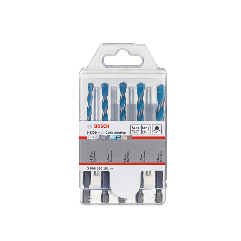 BOSCH Hexagonal Shank Multi-Purpose Drill Bit for Wood/metal/stone/tile Drilling, 4/5/6/8mm, 5 Pieces Per Pack