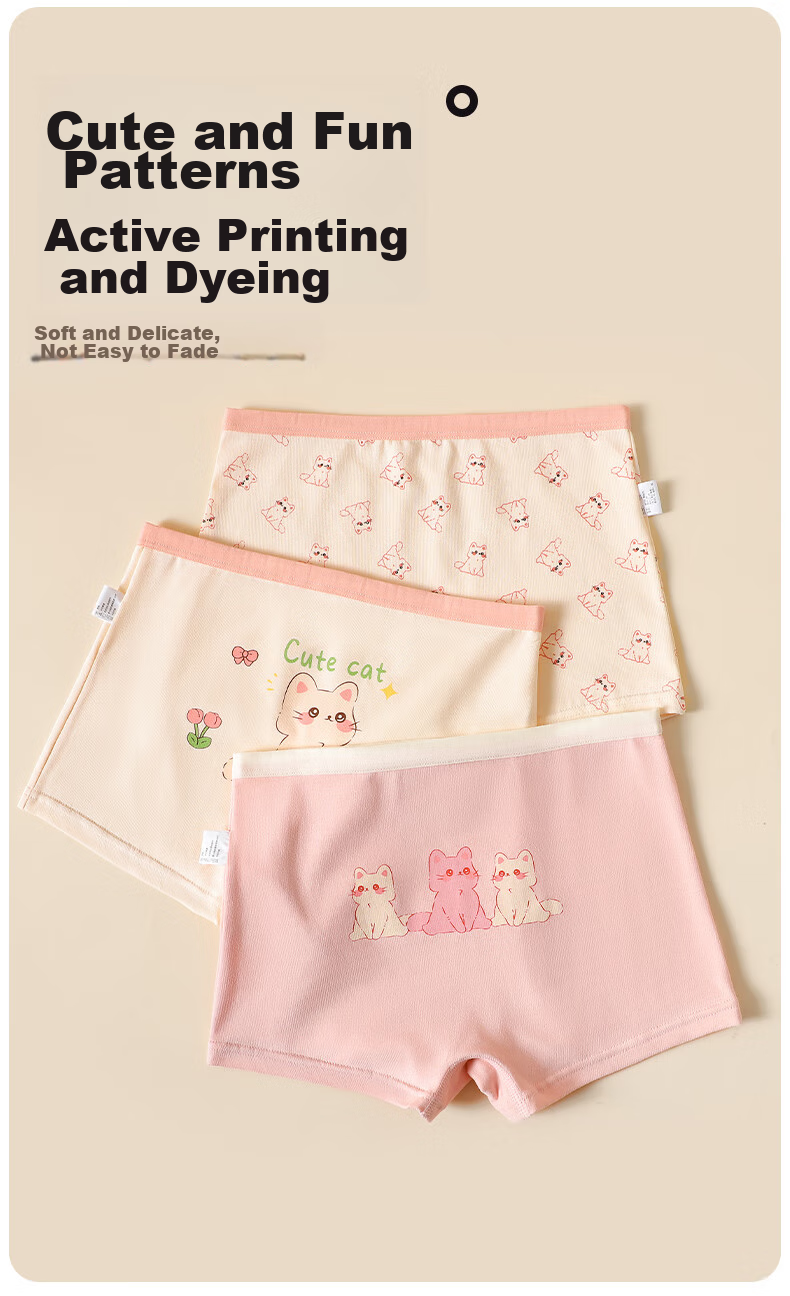 LangSha Girls' Underwear, Class A Cotton Breathable Antibacterial Boyshorts, Cute Cartoon Style, No Wedgie, Size 150 4
