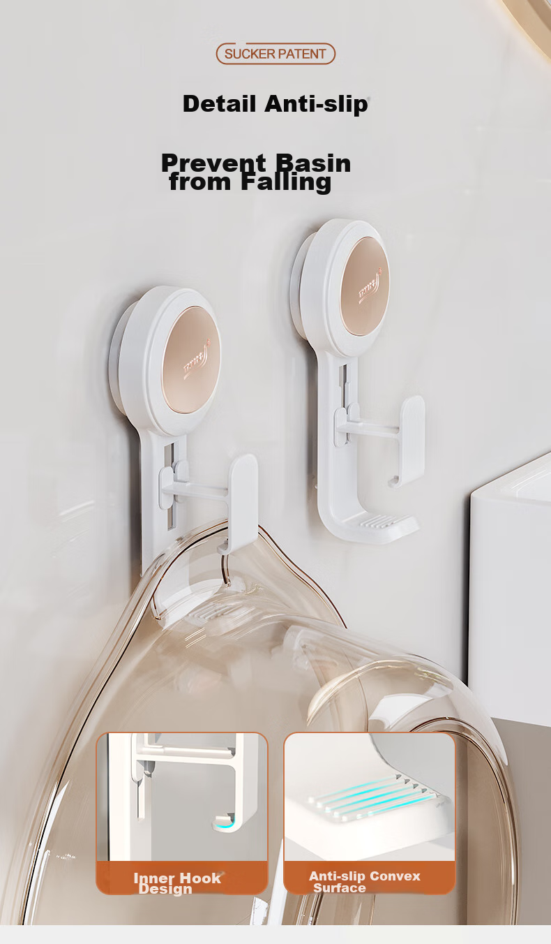 Taili Face Basin Hook, Bathroom Storage Rack, Baby Bathtub Suction Cup Wall-Mounted Basin Holder, Adjustable Spacing, 1 Piece 5