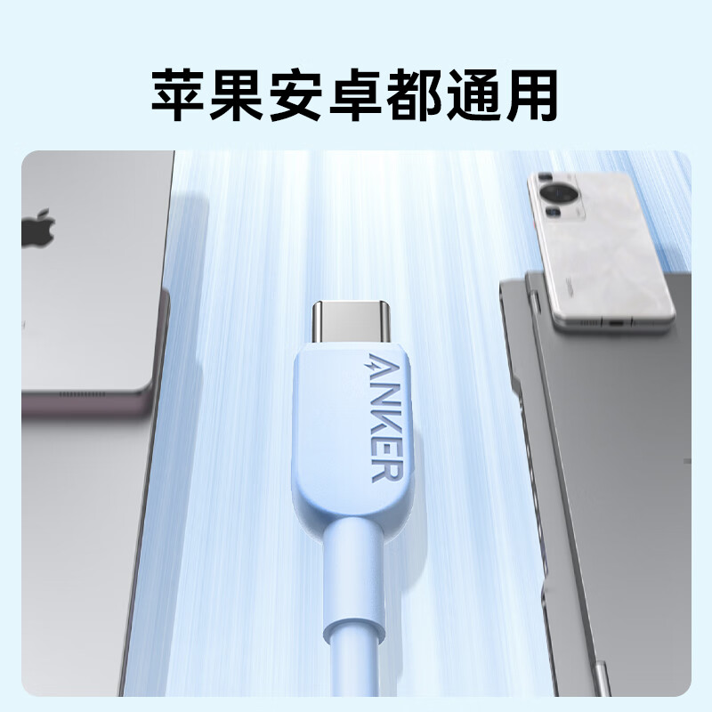 Кабель ANKER USB Type-C - USB Type-C, 0.9м, синий