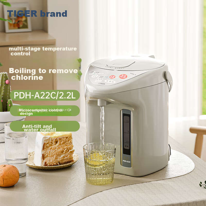 TIGER Electric Kettle, Smart Timer with 3 Temperature Settings, Anti-Drip Electric Kettle PDH-A22C 2.2L Electric Kettle Camel Color CU