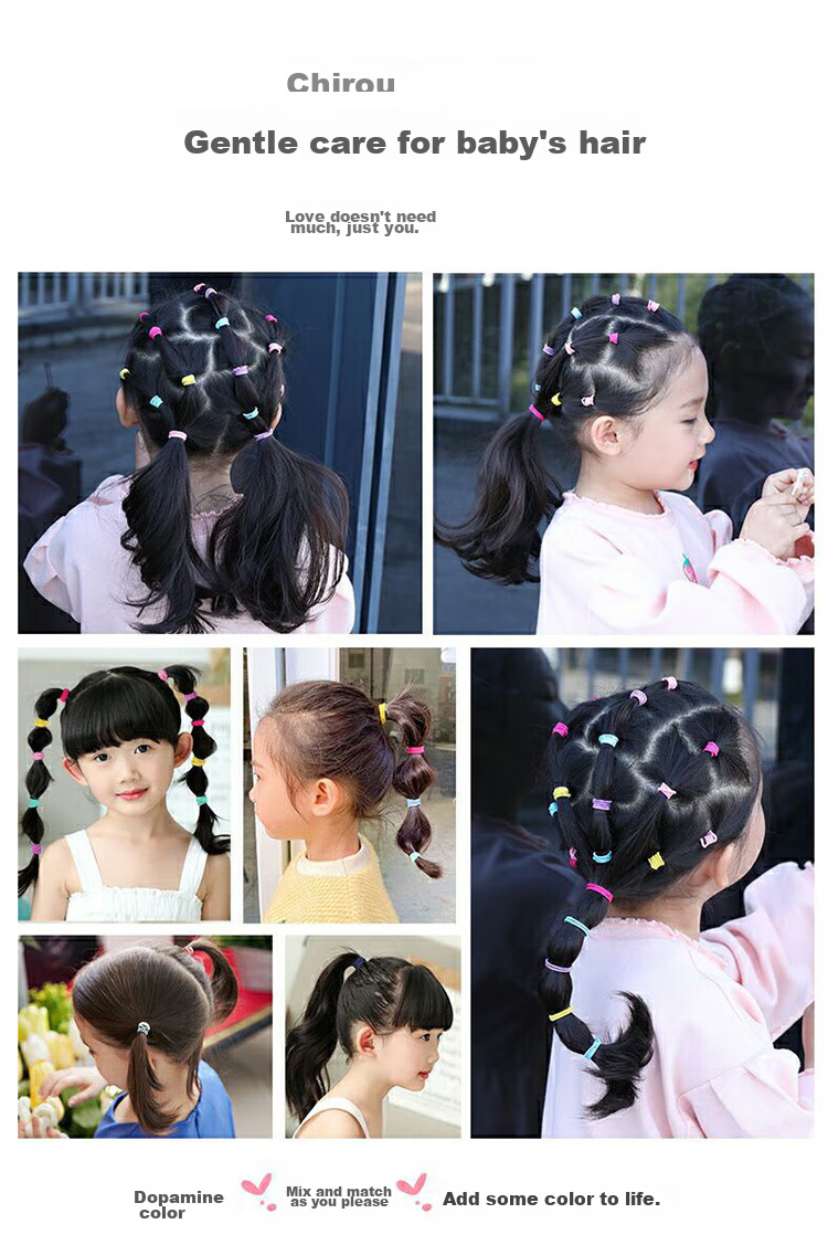 UPLUS Dopamine Children's Hair Ties, Approximately 300 Pieces, Baby Headbands, Colorful Hair Bands, Hair Rings, Ponytail Holders, Beauty Tools 8