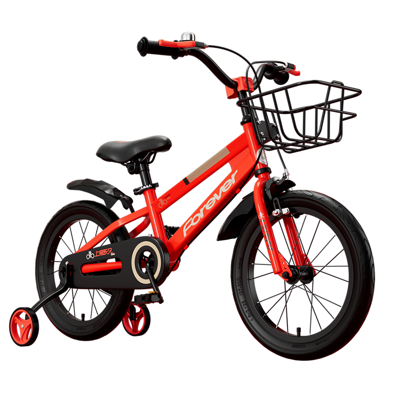 FOREVER Bicycle, Children's Bike, Kids' Mountain Bike, Toddler Pedal Bike, 16-Inch with Removable Training Wheels, Red