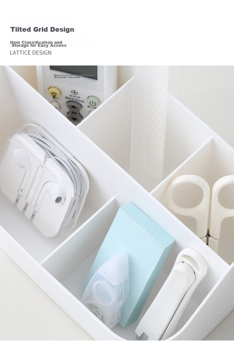 Jindeli 5-Compartment Pen Holder Storage Box, Multifunctional High-Quality Children's School Supplies Desk Organizer, Dorm Office Supplies Pen Container Sorting Storage Box, White SN133 9