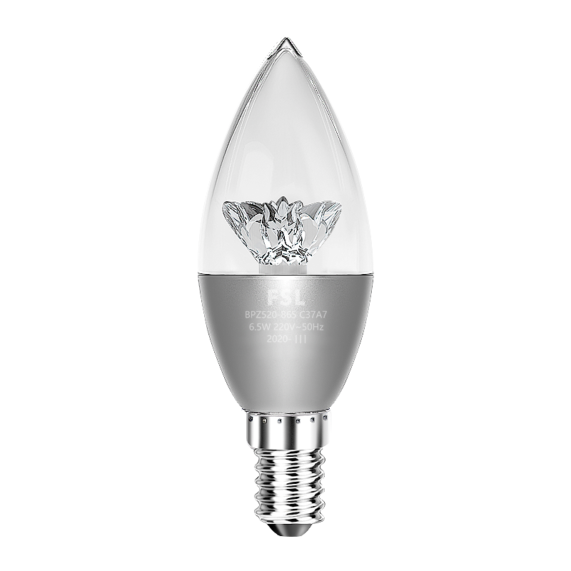 Foshanzhaoming Crystal Lamp Bulb, Candle-Shaped Pointed Crystal Bulb, Small Screw Base E14, Crystal Diamond Silver Color, 6.5W Warm Light