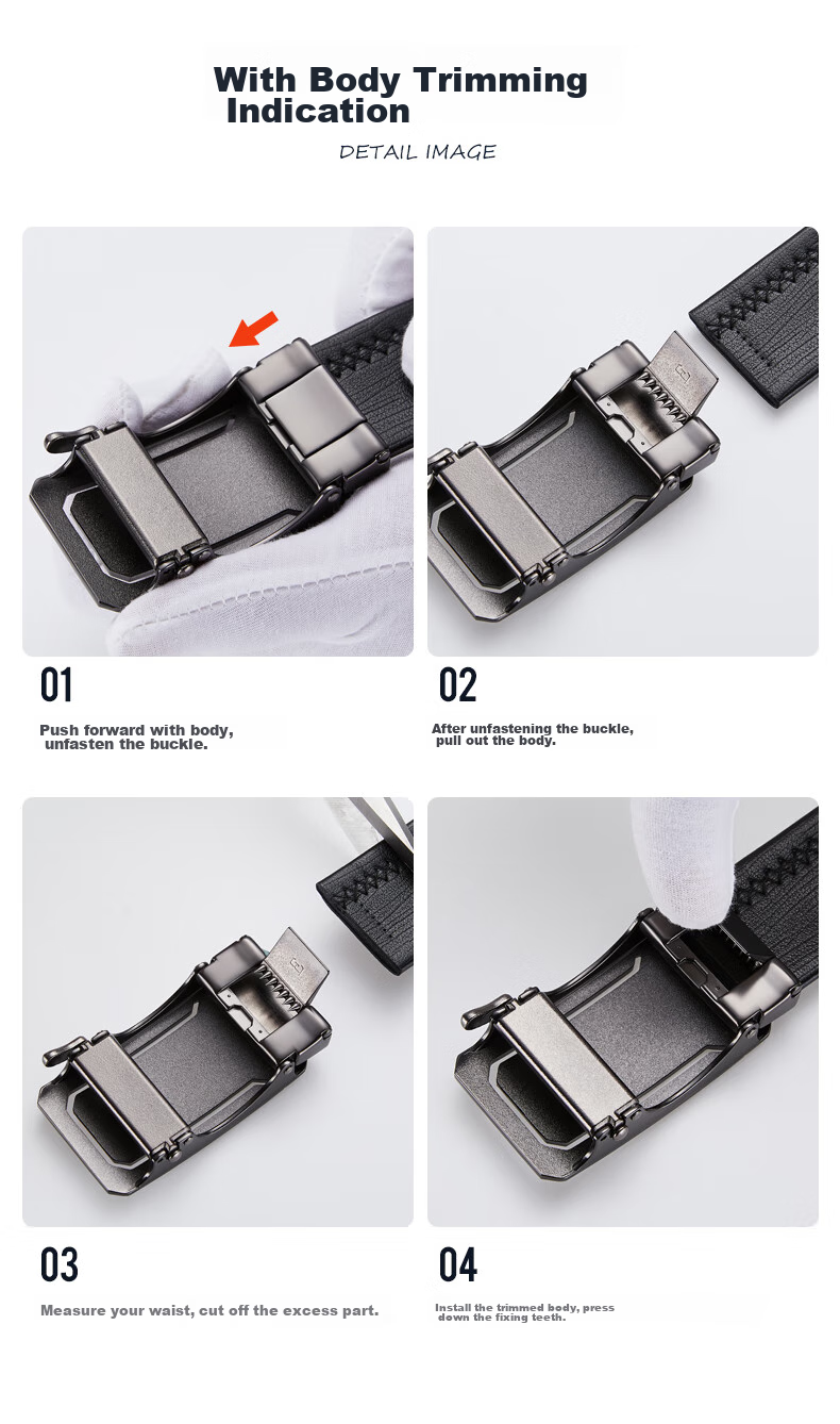 GUSKI Brand Men's Leather Belt with Automatic Buckle, Top-Grain Cowhide Waistband, Gift Box, Birthday Present for Boyfriend Or Husband 18