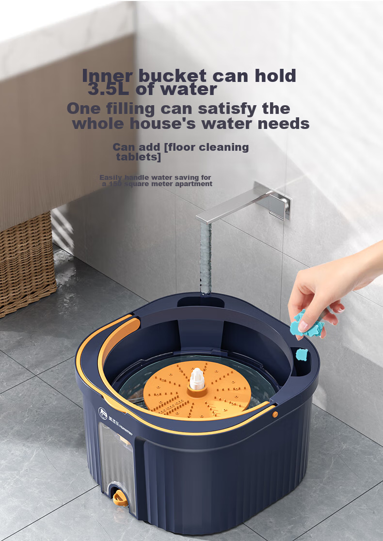 HoMettler Clean And Dirty Separation Rotating Mop, 3 Cloths, 135cm Handle Length, Household All-In No Hand Washing Mop, Flat Lazy Person Mop 11