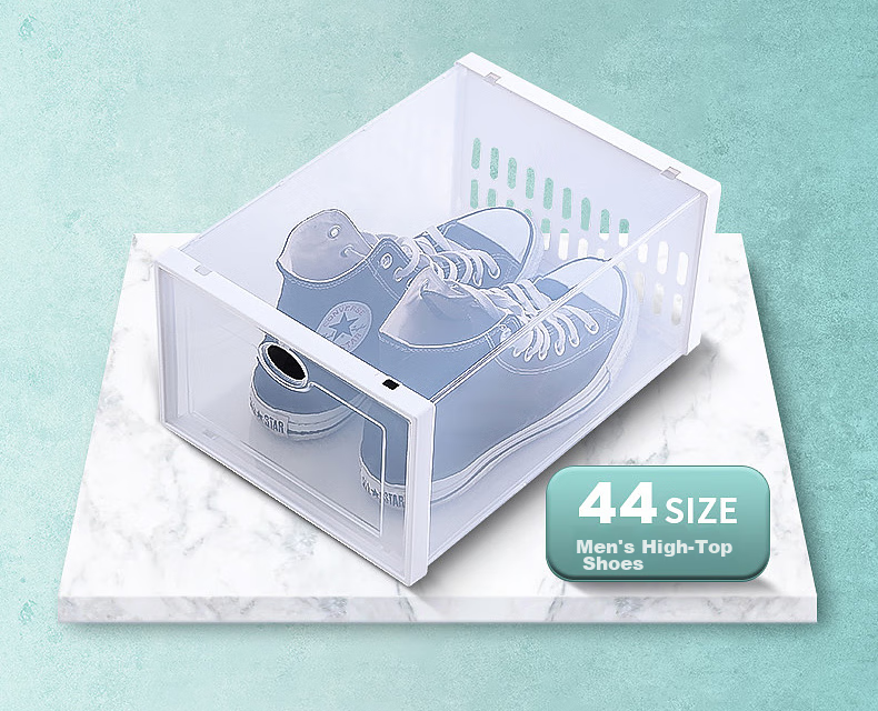 Baicaoyuan Thickened Shoe Box, Transparent Drawer-Style Shoe Storage Box, Shoe Cabinet Storage Box, Simple Shoe Rack, White, 16 Pieces 4