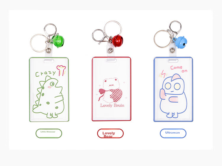 TIANSE Acrylic Card Holder, Transparent Ins Style Cute ID Holder, Student Campus Card, Bus Pass Card Protector, Keychain, TS-2109 White 5