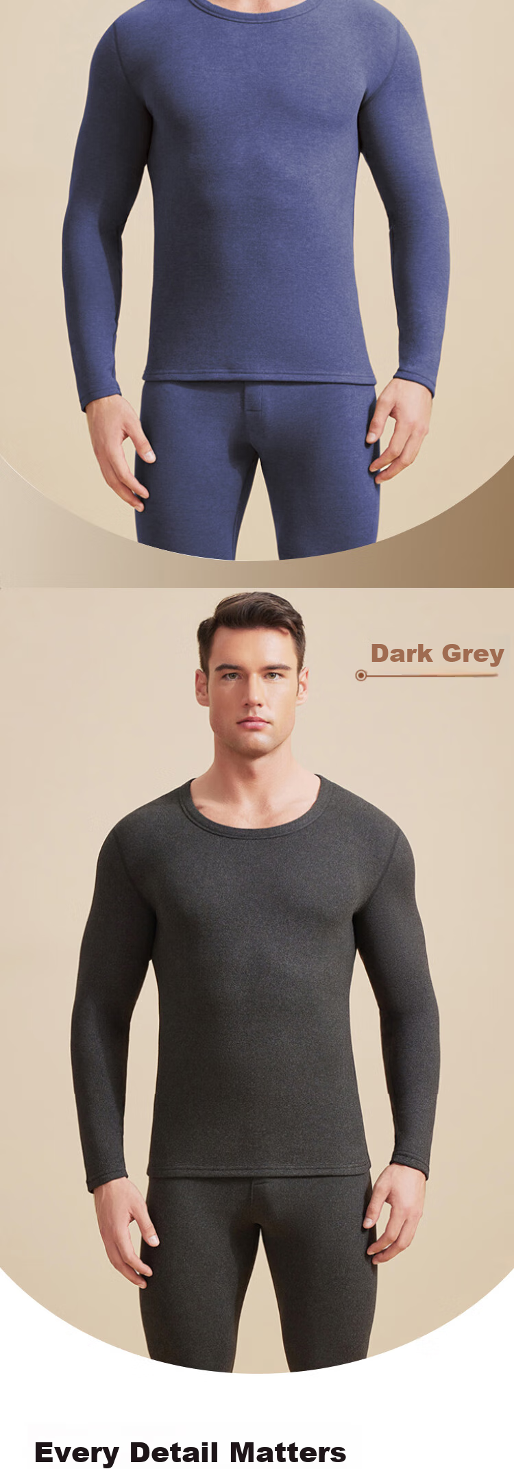 Yalu down silk thermal underwear for men, fleece-lined thick base layer, winter cold-resistant autumn shirt and pants set 10