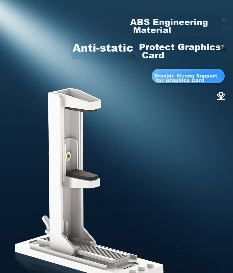 PowerTrain Graphics Card Bracket, White ABS Jack, Adjustable Height, Stable Rubber Pad, Non-Slip Base, Multifunctional, Supports 30 Series Graphics Cards, Tool-Free Installatio 1
