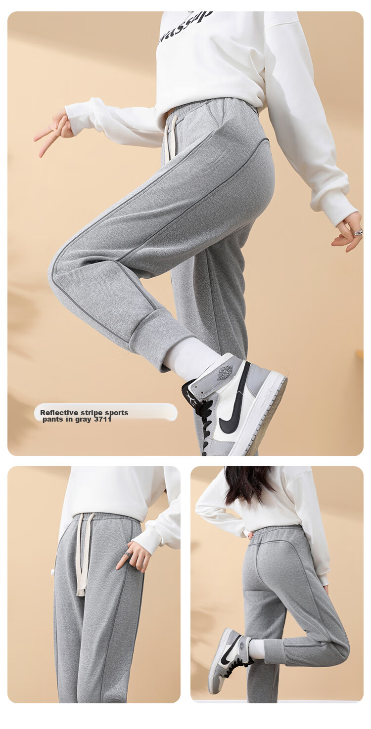 Xiongmaoxiangban Women's down Casual Pants, 2024 Autumn And Winter New Style, Fleece-Lined Thick Cotton Pants, Sports Warm Trousers, High-Waist Tapered Sweatpants 20