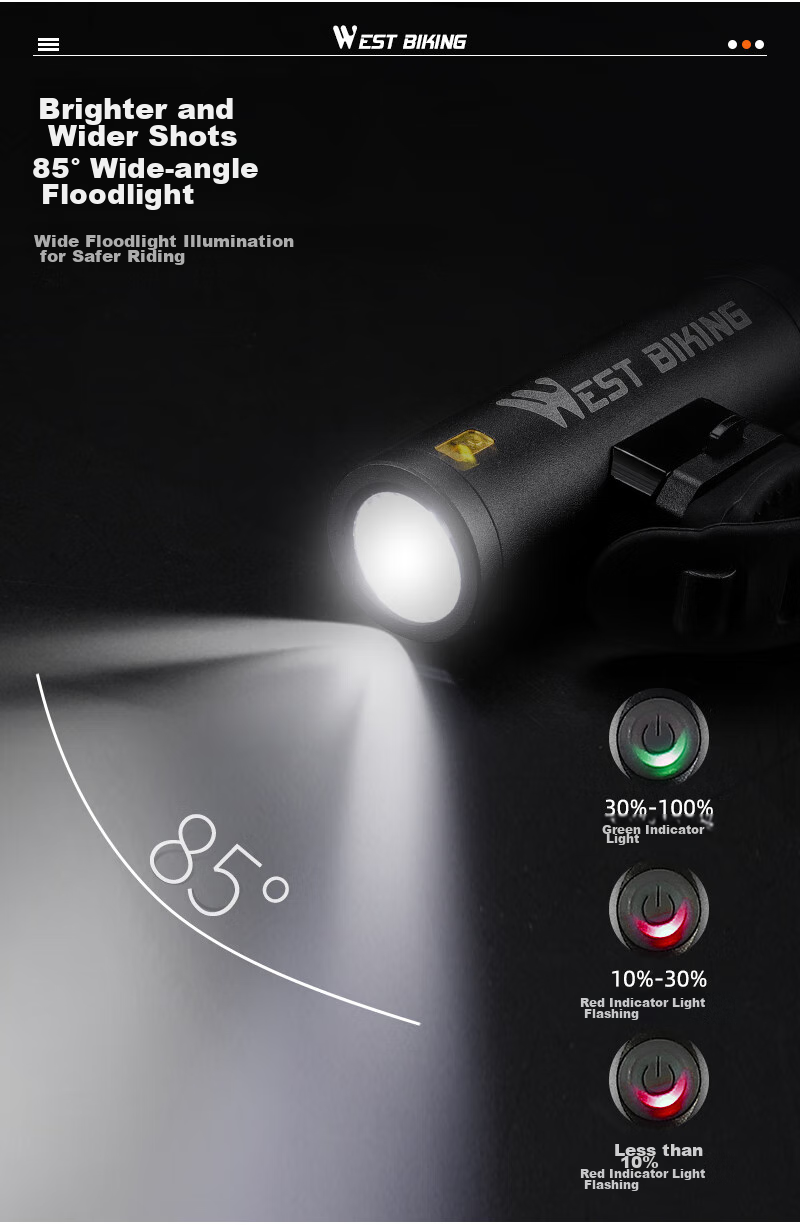 WestBiking Bicycle Light, Type-C Charging Front Light, Night Riding High Beam Flashlight, Waterproof Mountain Bike Cycling Equipment 4