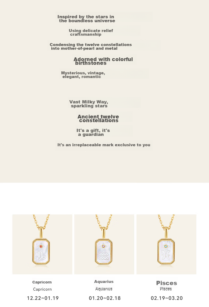 Arsis Embossed 12 Constellations Necklace, Original Design, Exquisite And Fashionable, Versatile, Birthday Gift for Girlfriend, Aquarius 4