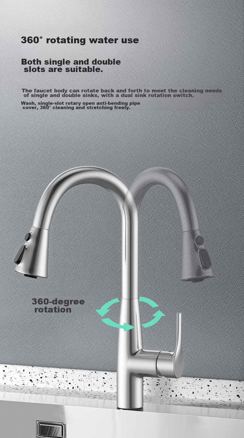 JOMOO Faucet Kitchen Sink Cold And Hot Pull-Out Four-Function Flying Rain Waterfall Sink Faucet 33229 10
