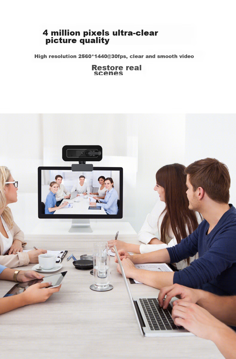 GESOBYTE C510 2K HD Live Streaming Webcam for Video Calls, Conferences, Online Teaching, Home Use, Exams, Research, Laptop And Desktop Computer with Built-In Microphone And USB Plug-And Desig 3