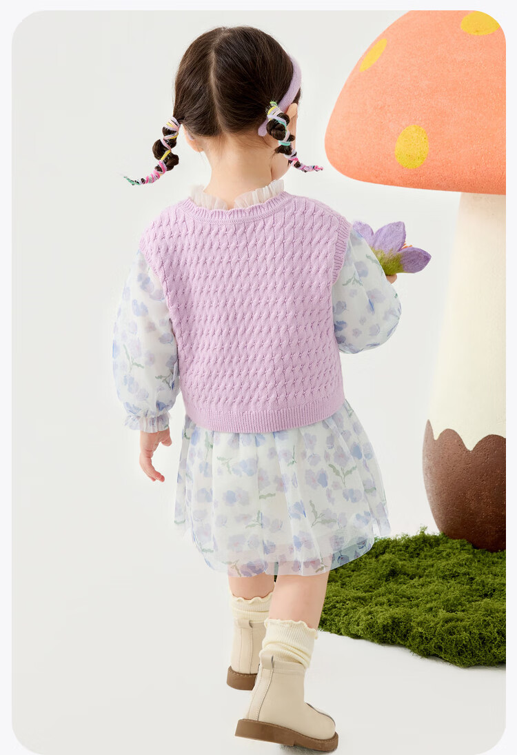 Minibala Girls' Tulle Dress Set with Soft Knitted Vest, Sweet Baby Outfit 10
