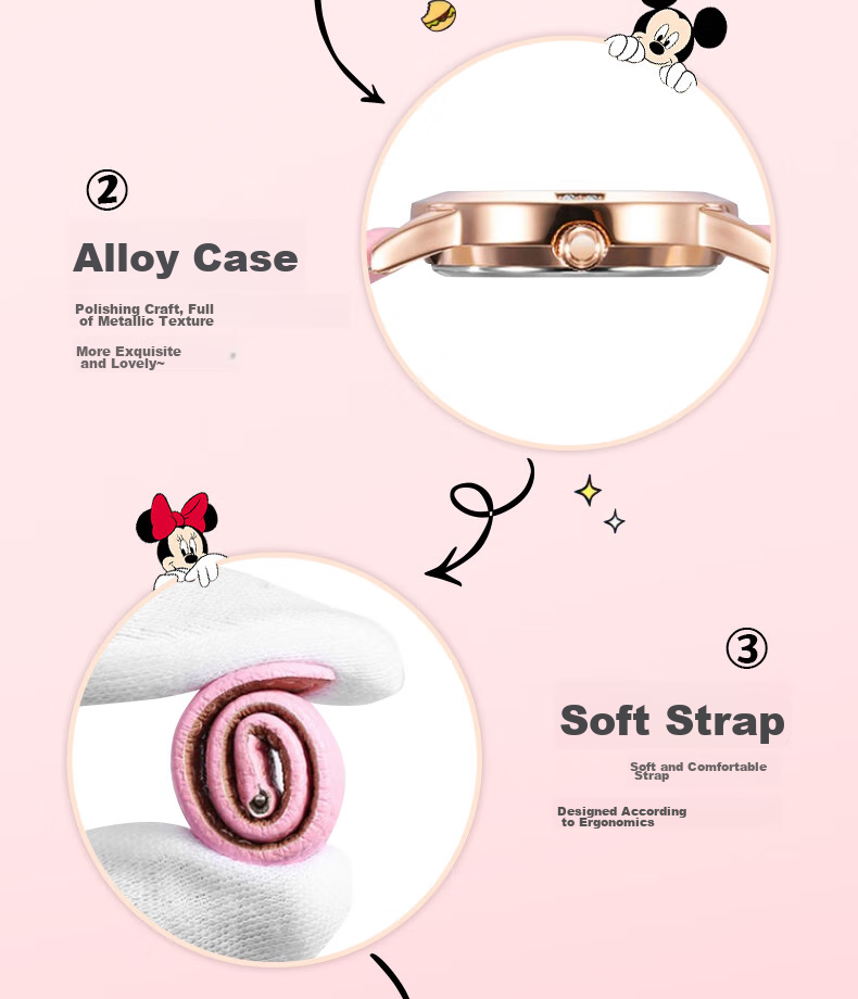 Disney X Song Song Collaboration Wristwatch for Middle And High School Students, Children's Exam-Specific Electronic Watch, Women's Silent Waterproof Quartz Watch 14