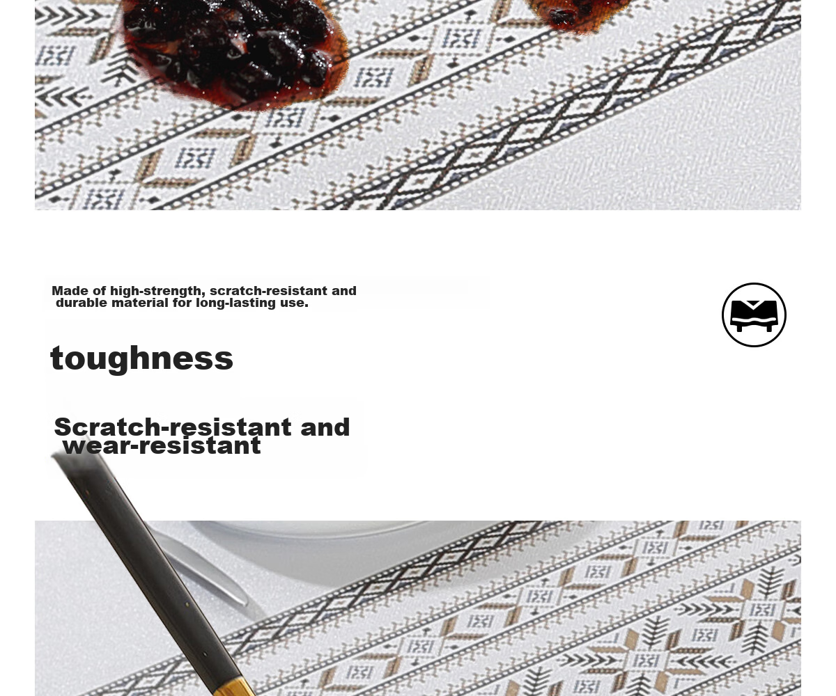 Ali Tablecloth, Waterproof, Oil-Proof, Scald-Proof, High-End Feel, Coffee Table Mat, Table Pad, PVC Dining Table Mat, Mediterranean Style, 1.2*1.6 10