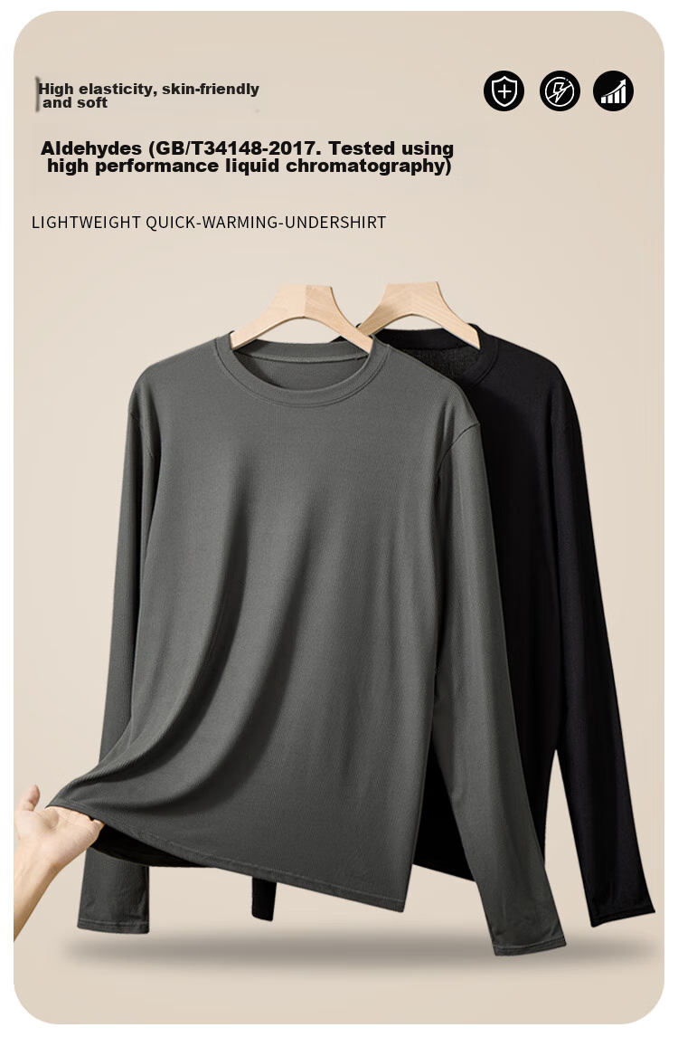 MiiOW 2024 New Ribbed Men's Base Layer, Semi-Turtleneck, 7A Antibacterial, Autumn And Winter Inner Wear, Draping Top, Black, Size L 4
