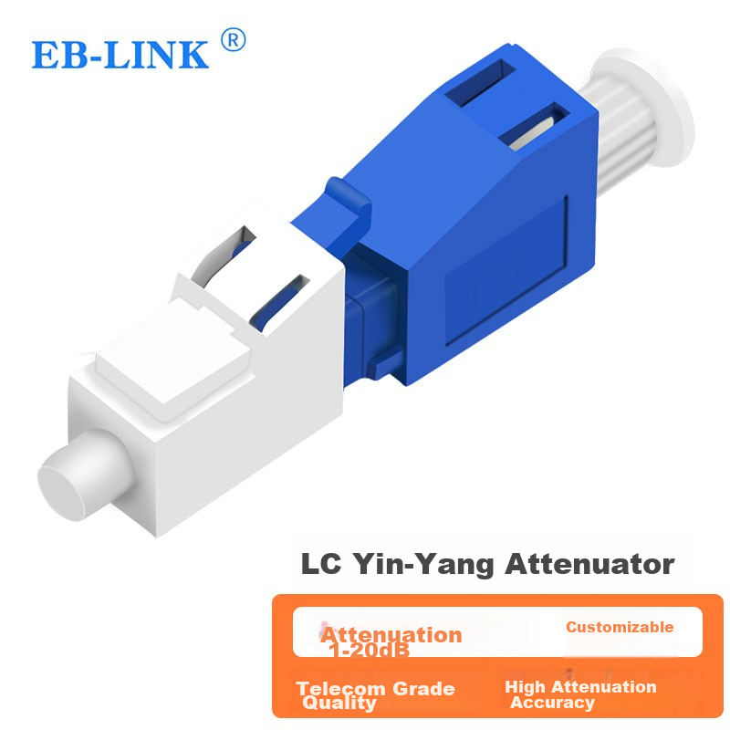 EB-LINK Engineering Telecom-Grade Fiber Optic Attenuator, LC Male-Female 10DB Single-Mode Optical Attenuation Adapter