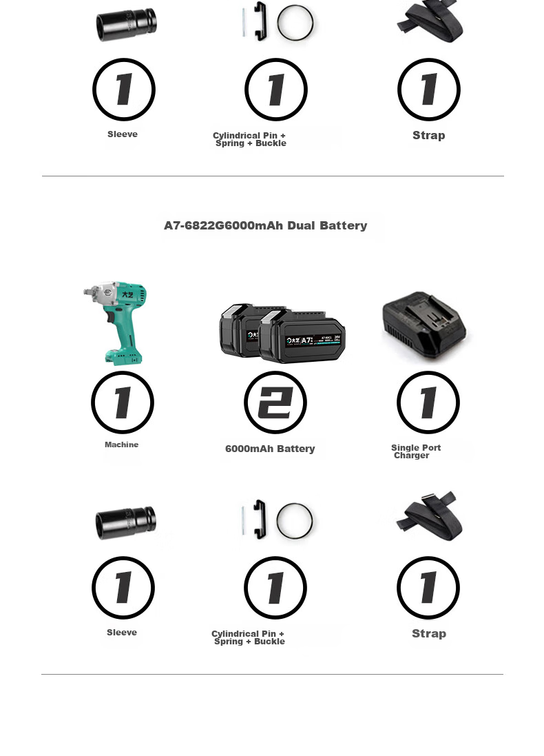 Dayi Electric Wrench 6822G-2, High Torque Electric Wrench, A7 Pneumatic Impact Wrench, Rechargeable Impact Wrench for Auto Repair, Sold by JD 16