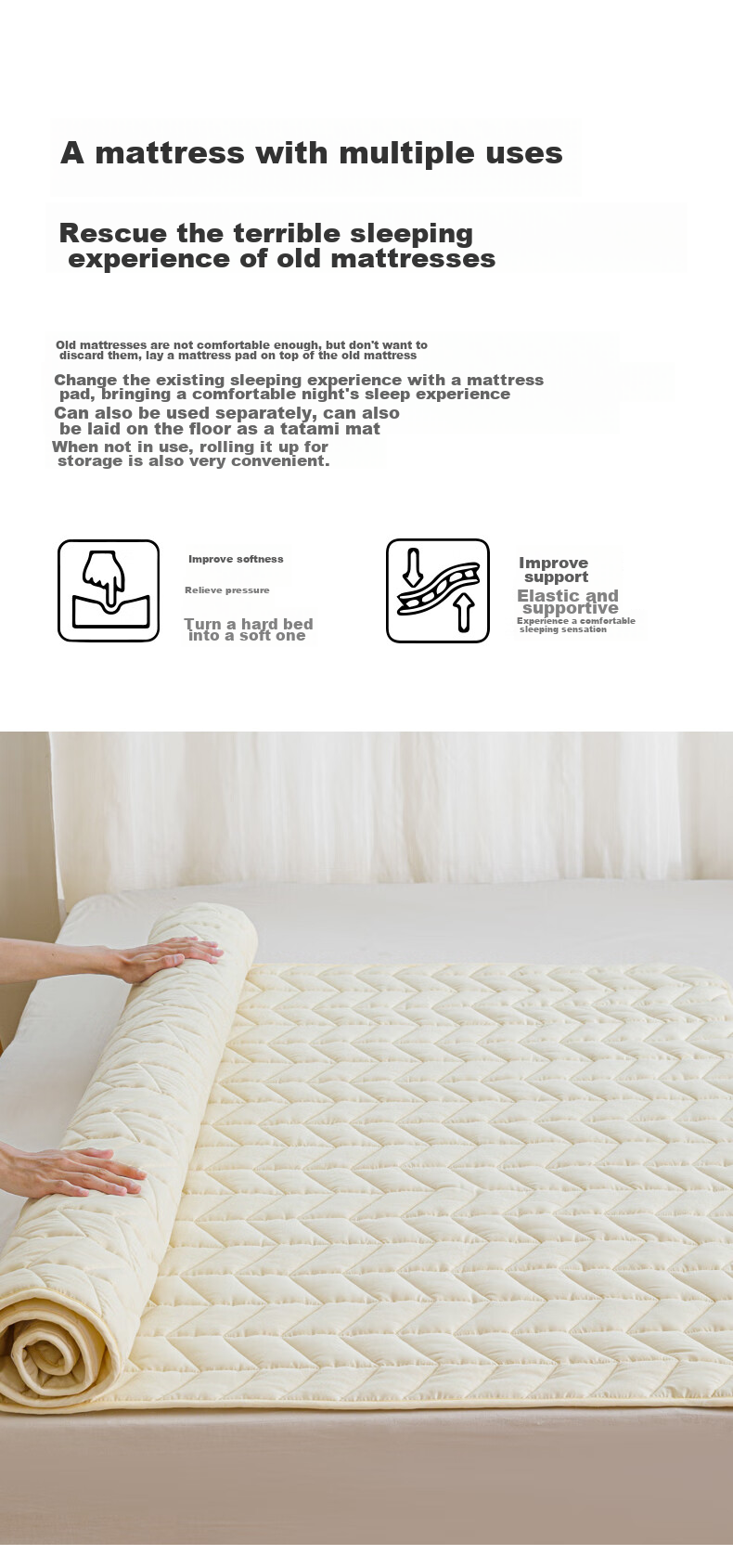 CROWN Mattress Pad, Single Size 0.9x2 Meters, Student Dormitory Bunk Bed Mat, Quilt, 0.9 Meter Bed, Foldable Soft Pad 6