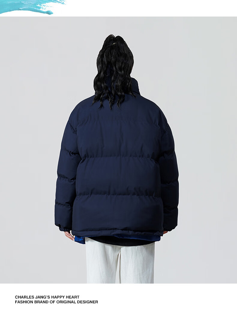 Chaersitaoxin [Wang Churan's Choice] Unisex Couple Matching Winter Thick Cotton Jacket Puffer Coat, Black, Size L 15