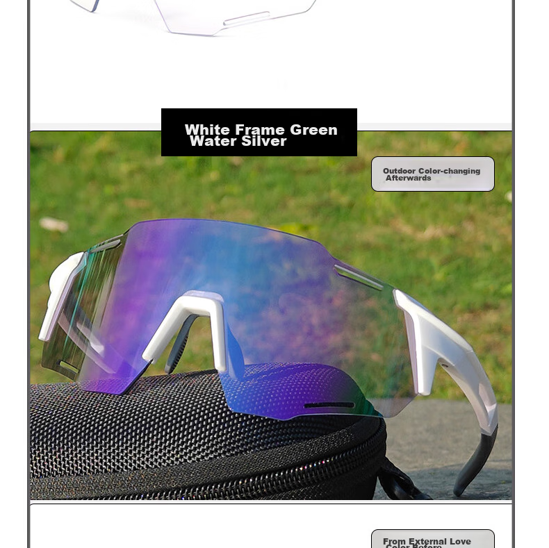LOVECRAFT Photochromic Cycling Glasses with Black Frame And Gray Lenses, Day And Night Use, Windproof Mountain Biking Sunglasses with Goggles 13