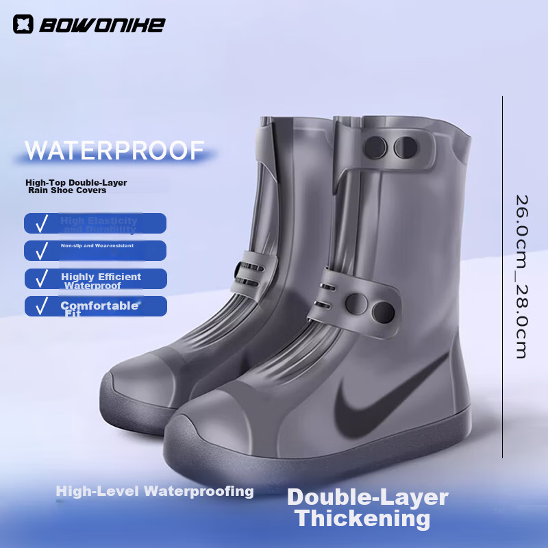 BWNK Waterproof Rain Boots for Men And Women, Straight Tube Non-Slip Thickened Wear-Resistant, Brown Size 40-42