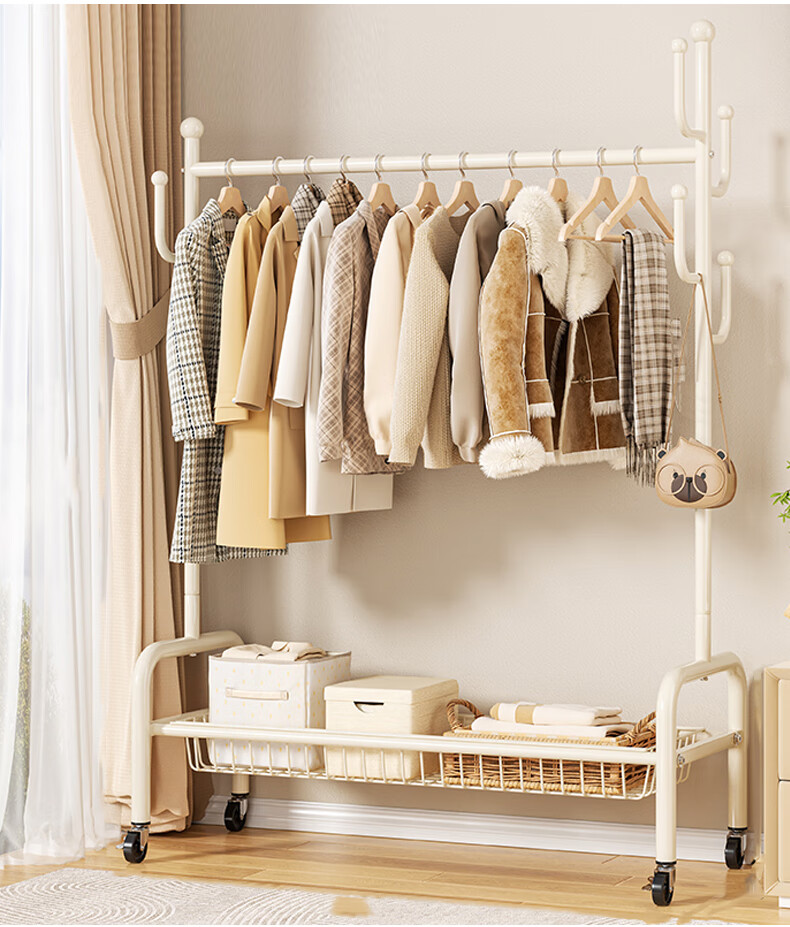 Jingxun Clothes Drying Rack, Floor-Standing, Movable for Home Use, Bedroom Drying Rack, Balcony Clothes Hanger, Indoor Coat And Hat Stand, 100cm 2