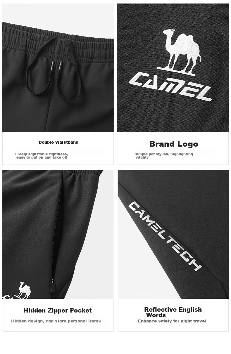 CAMEL Fleece-Lined Straight-Leg Pants for Women, Water-Repellent Woven Sports Trousers C25CA6L6025 Phantom Black S 17