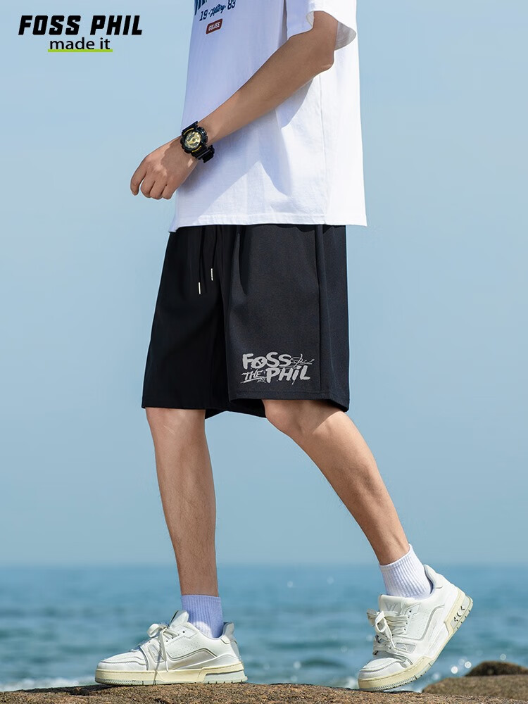 Foss Phil Men's Shorts, Summer Ice Silk Thin Breathable Casual Straight Loose Pants, FPD06 Black XL 8